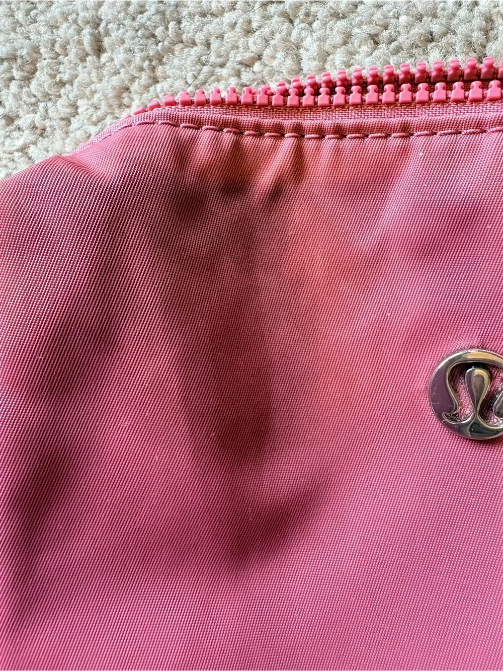 lululemon athletica Pink Cosmetic Pouch with Gold Logo